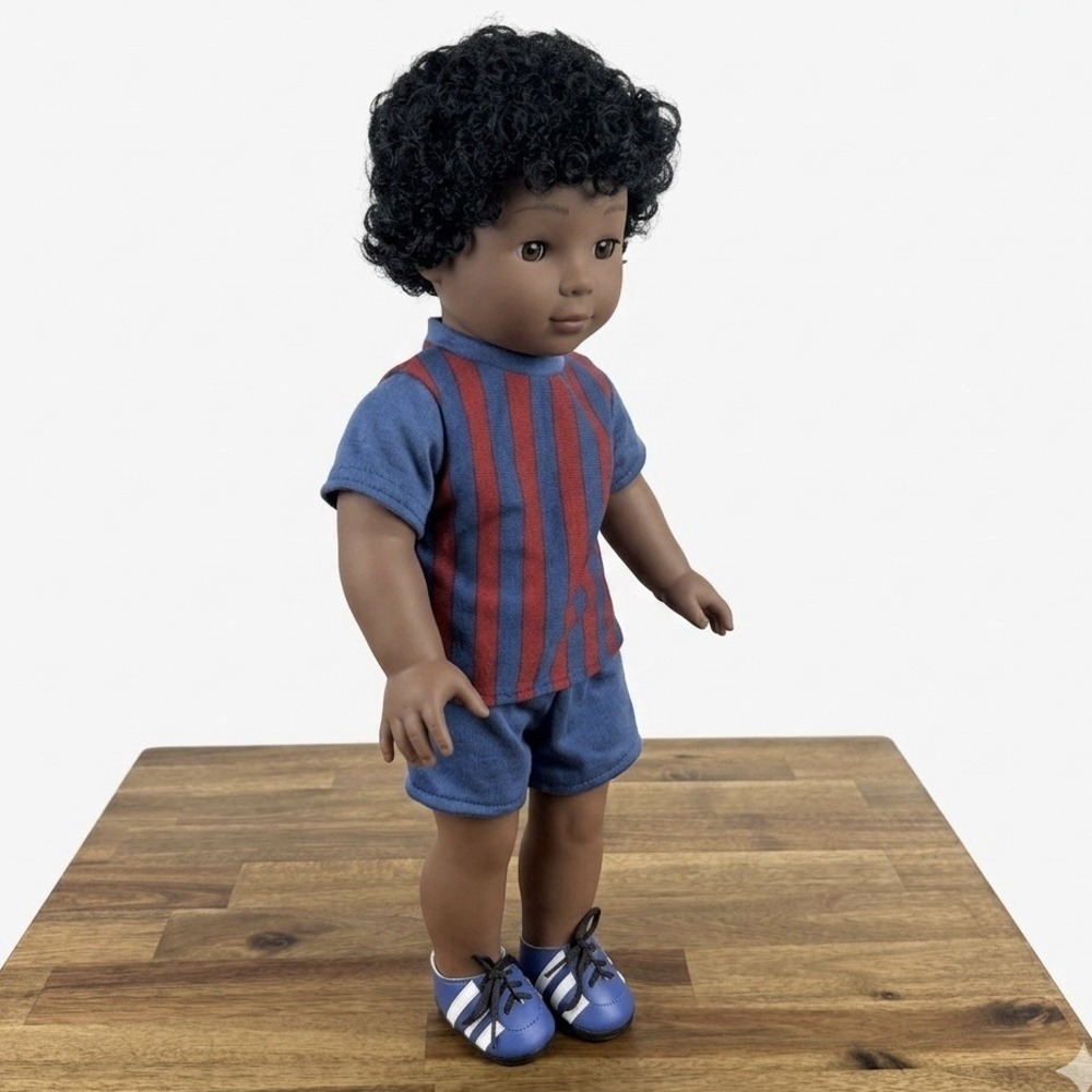 Pottery Barn Kids Limited Edition Dylan Soccer Club Ethnic Black Doll Curly Hair